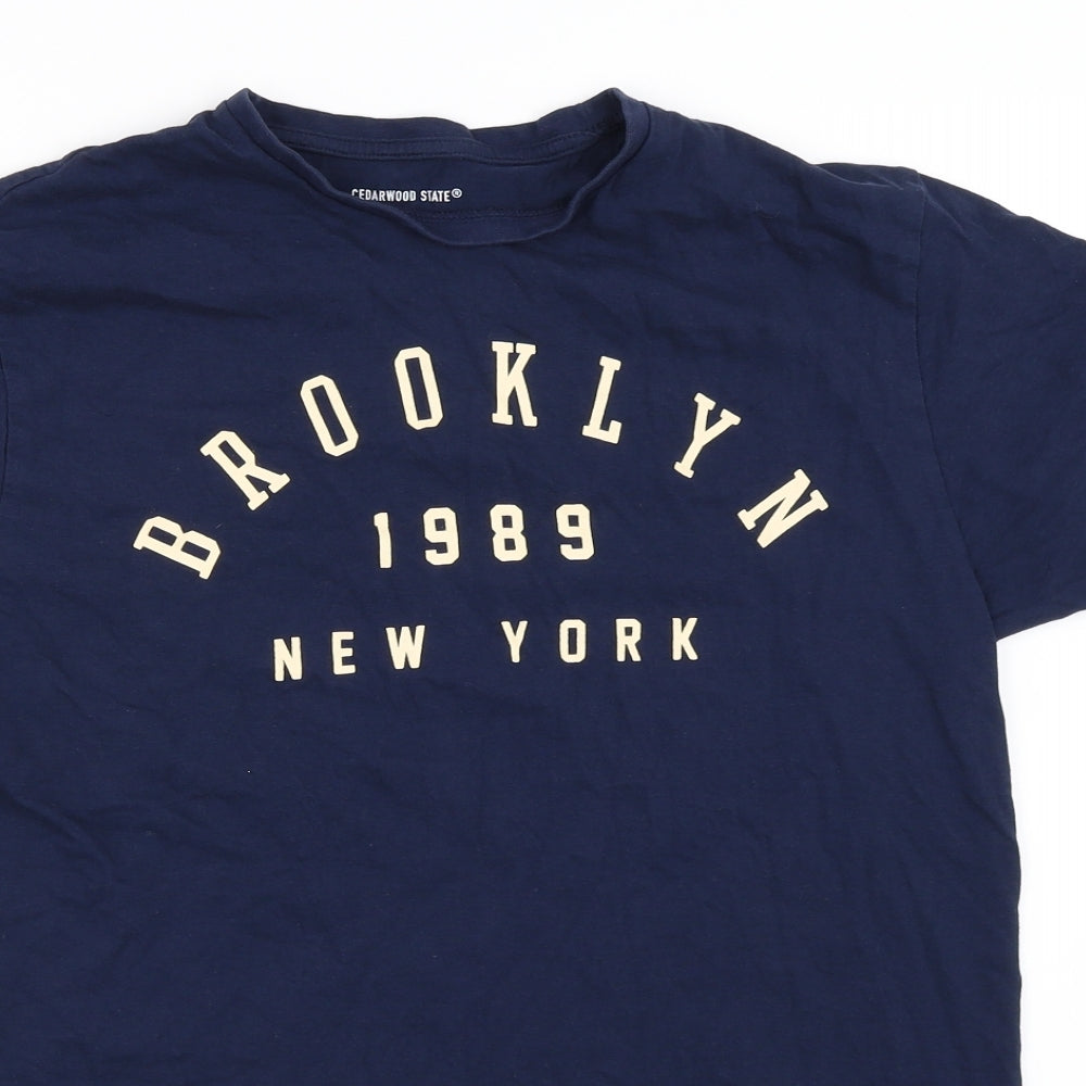 Cedar Wood State Mens Blue    T-Shirt Size M