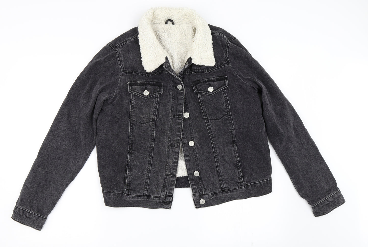 Topshop Womens Black  Denim Jacket  Size 12