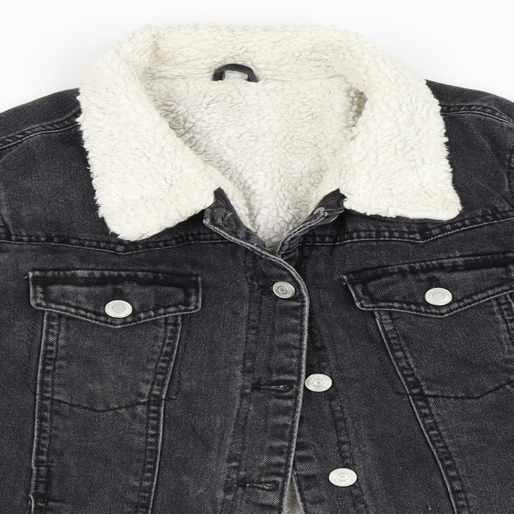 Topshop Womens Black  Denim Jacket  Size 12