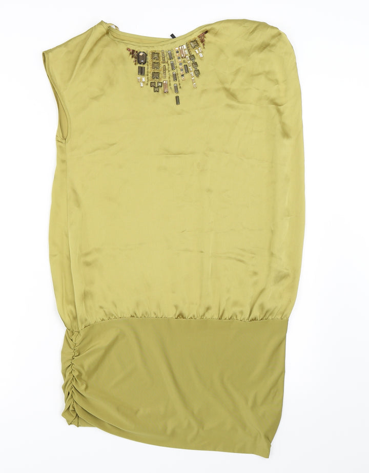 NEXT Womens Green  Satin Tunic Blouse Size 10