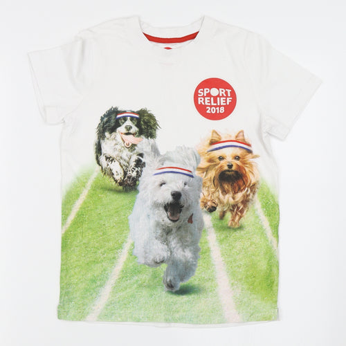 Preworn Boys White   Basic T-Shirt Size 9-10 Years  - sport relief 2018