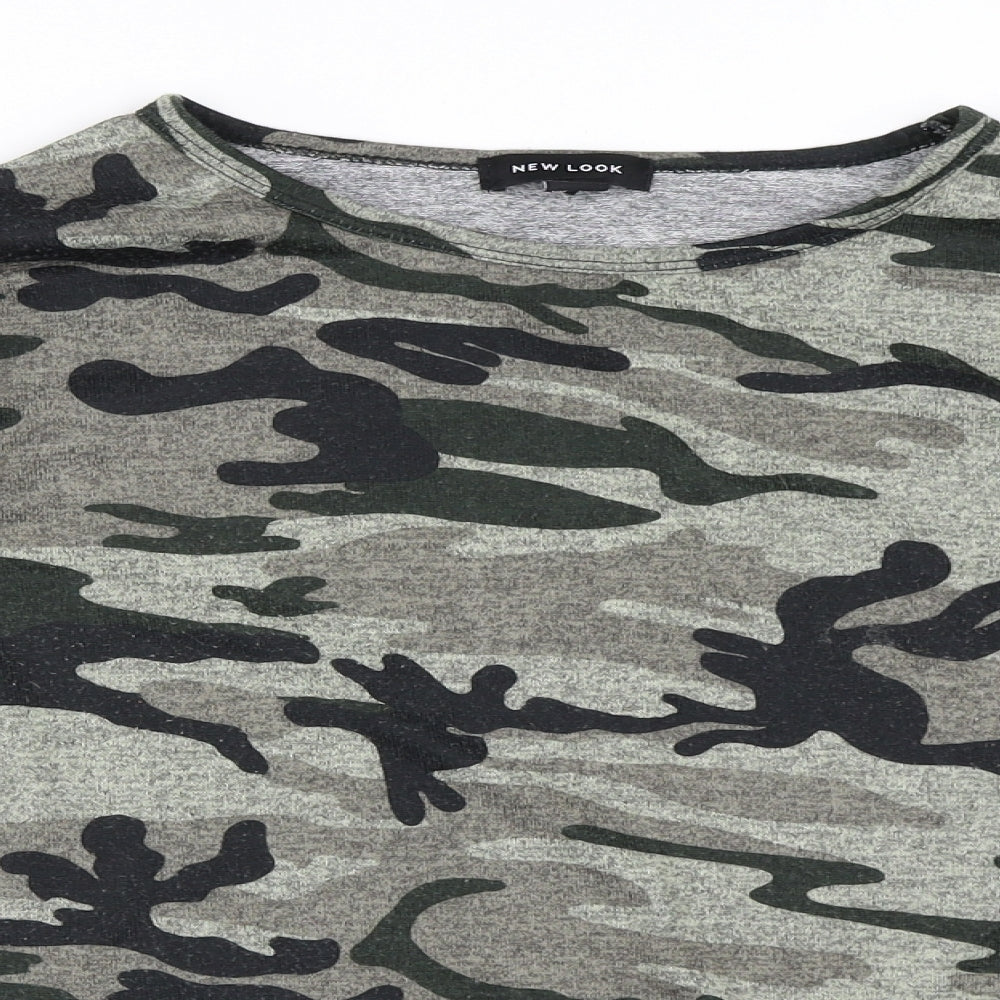 New Look Womens Green Camouflage  Pullover Jumper Size L