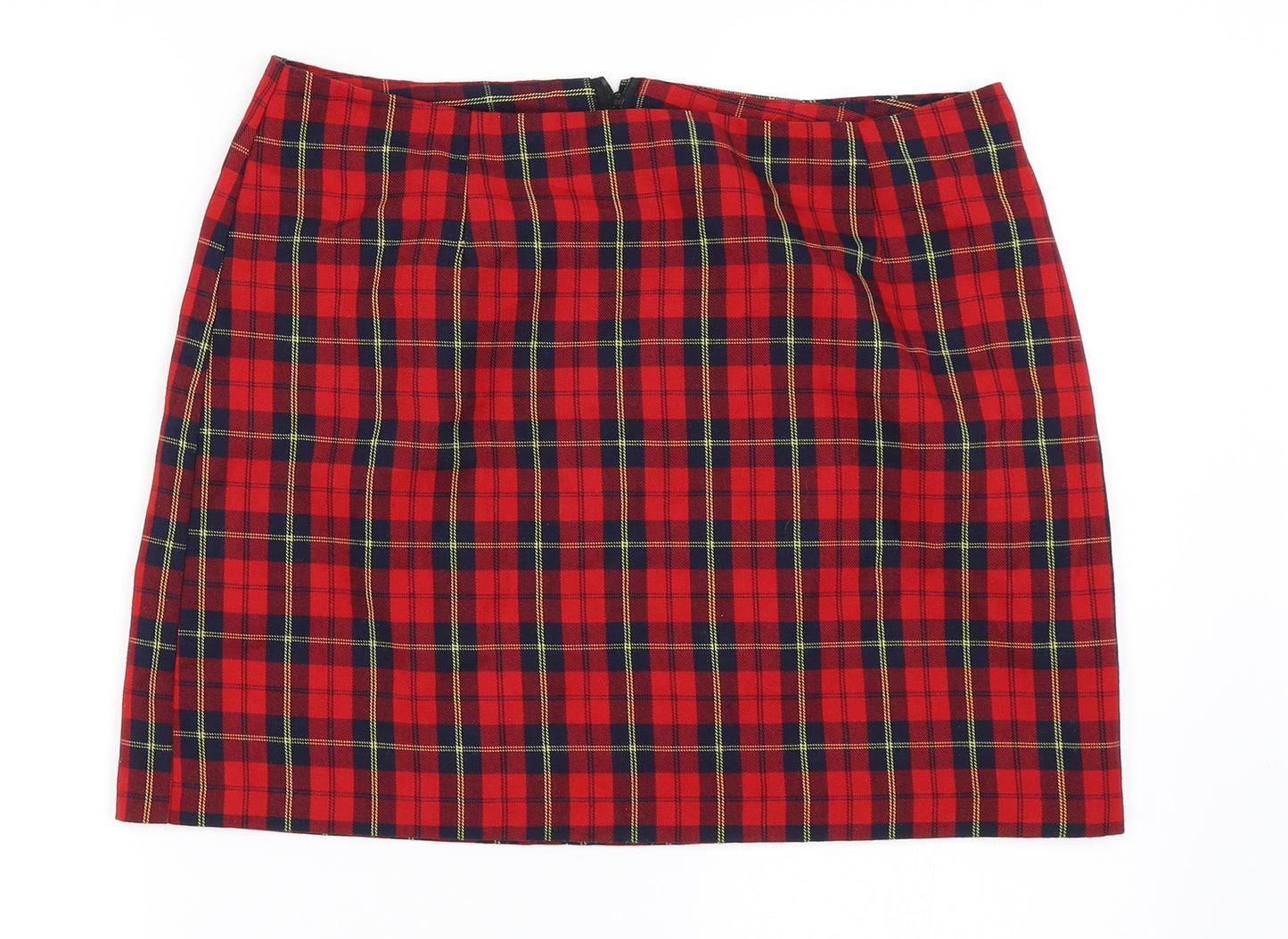 New Look Womens Red Check  Mini Skirt Size 14