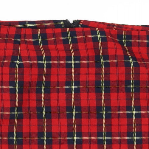 New Look Womens Red Check  Mini Skirt Size 14
