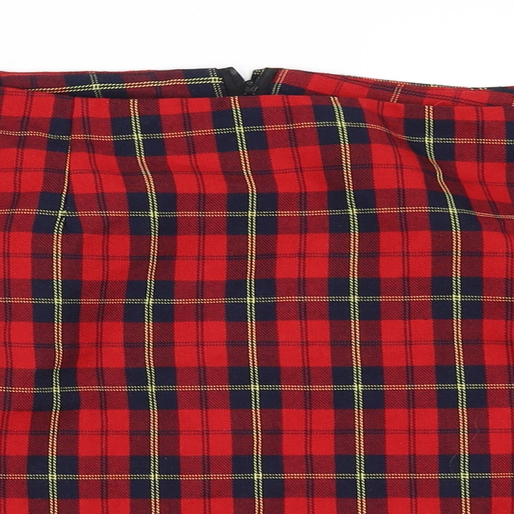 New Look Womens Red Check  Mini Skirt Size 14