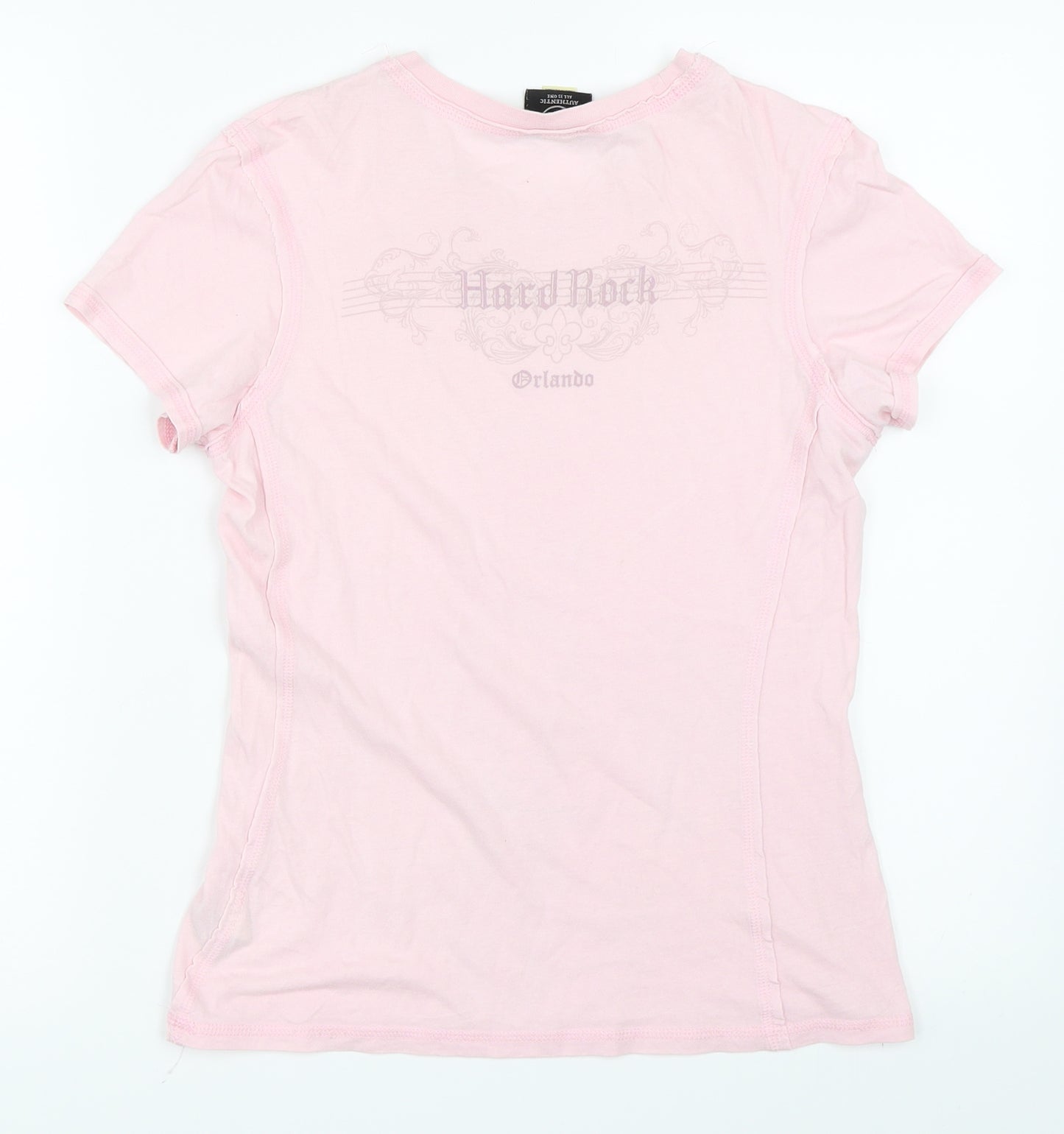 Hard Rock Cafe Womens Pink   Basic T-Shirt Size S  - hard rock cafe orlando