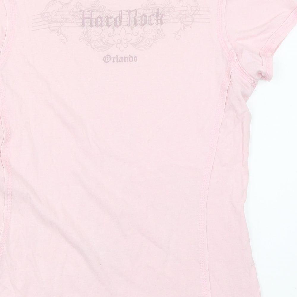 Hard Rock Cafe Womens Pink   Basic T-Shirt Size S  - hard rock cafe orlando