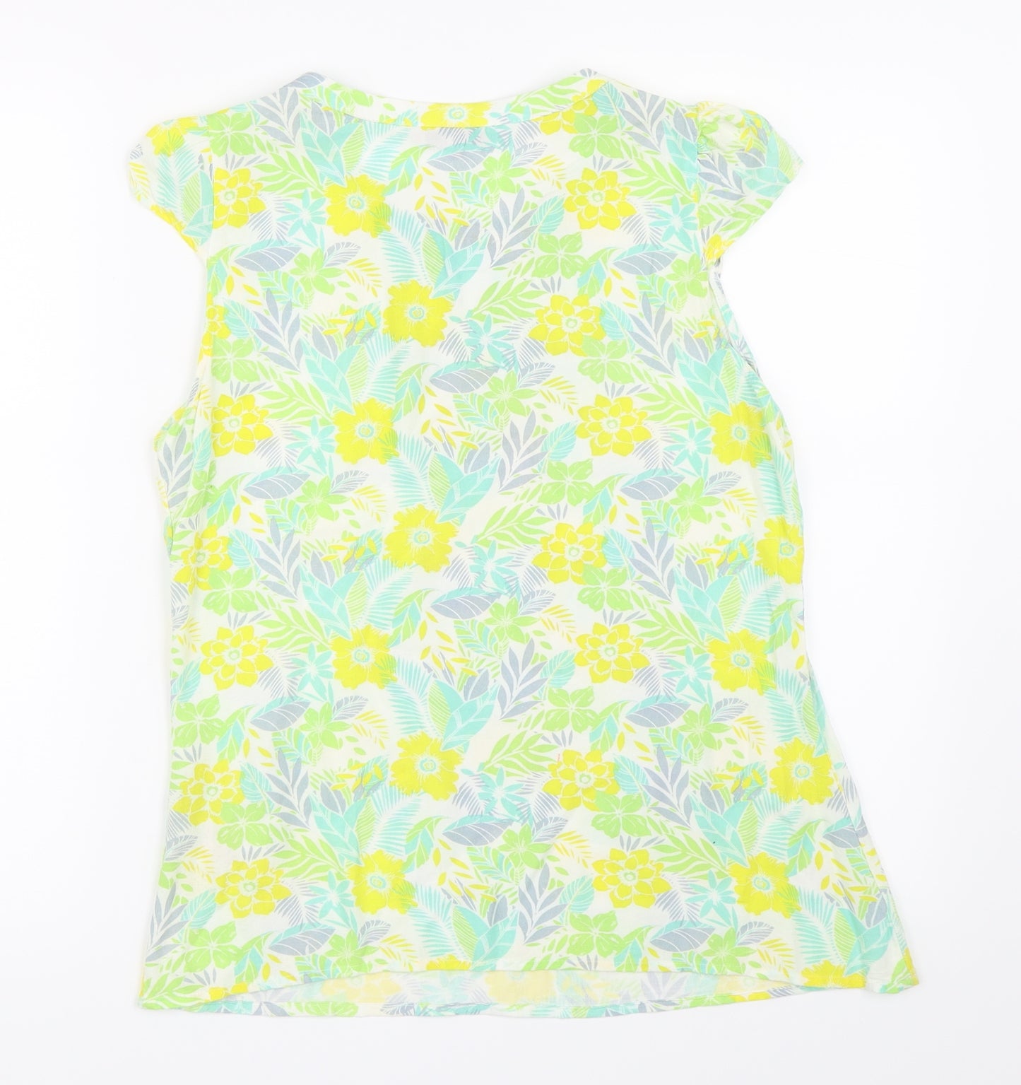 Peacocks Womens Green Floral  Basic T-Shirt Size 8