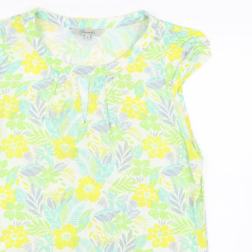 Peacocks Womens Green Floral  Basic T-Shirt Size 8