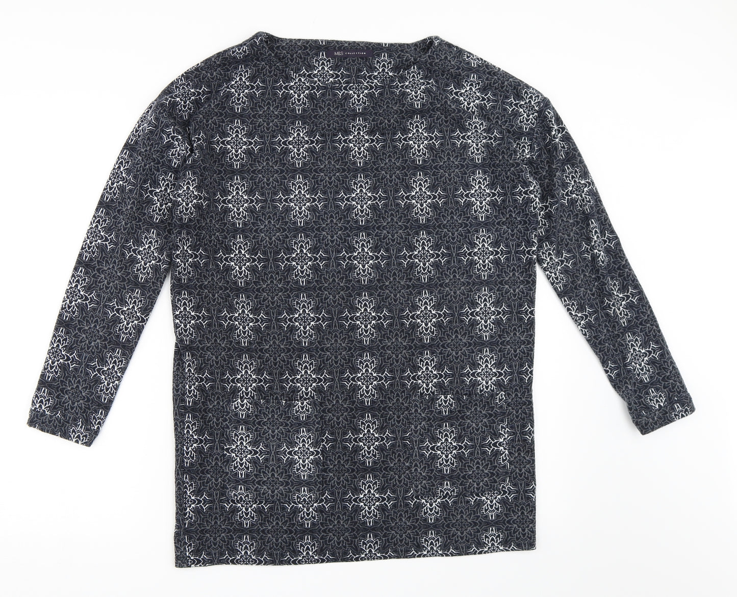 Marks and Spencer Womens Blue Geometric  Pullover Jumper Size 10
