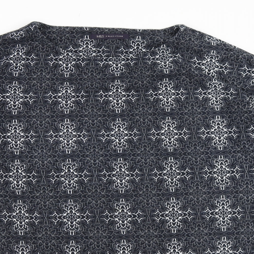Marks and Spencer Womens Blue Geometric  Pullover Jumper Size 10