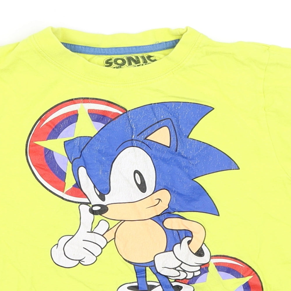 Primark Boys Yellow   Basic T-Shirt Size 6-7 Years  - Sonic The Hedgehog