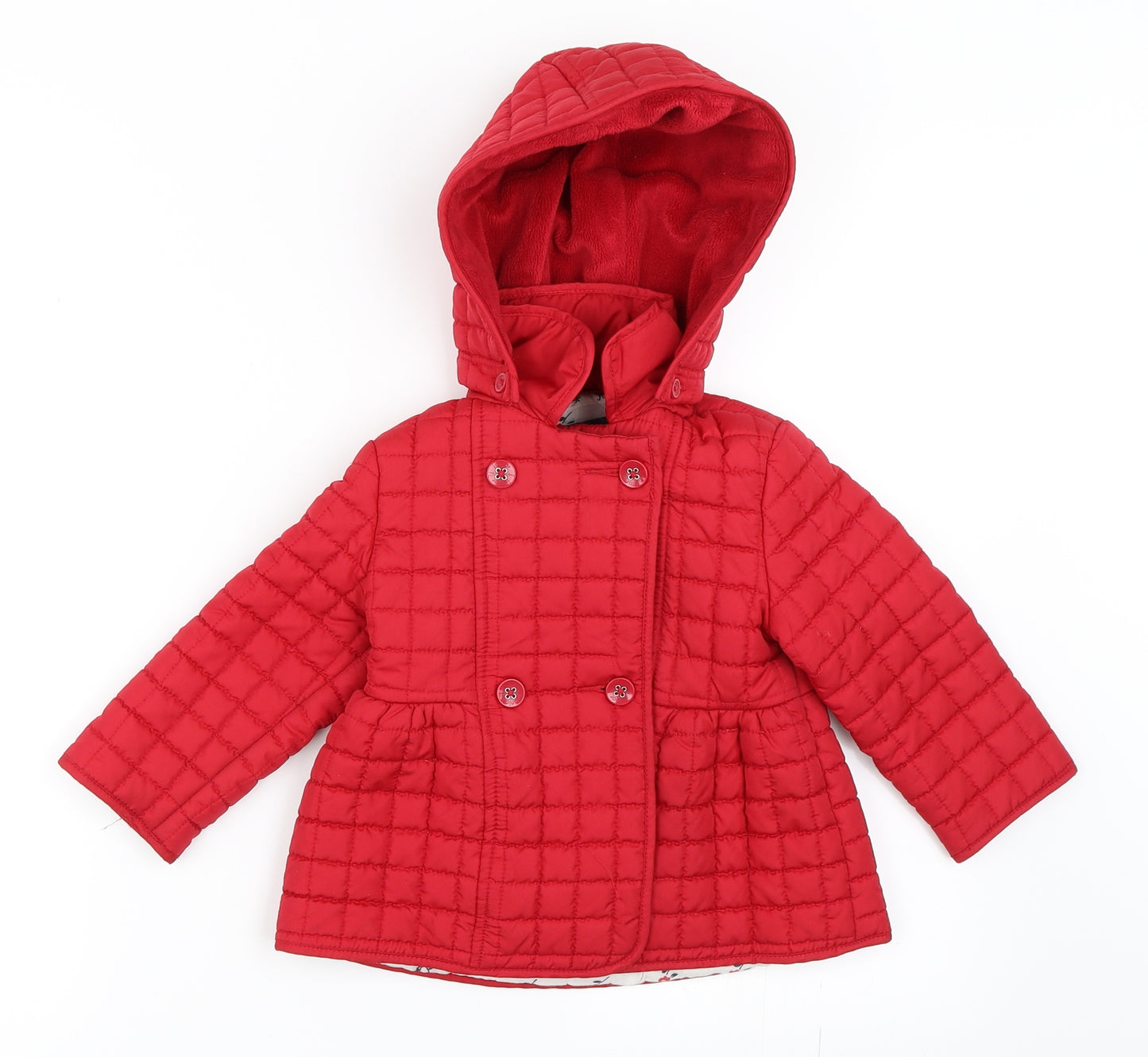 Jasper Conran Girls Red   Quilted Coat Size 18-24 Months
