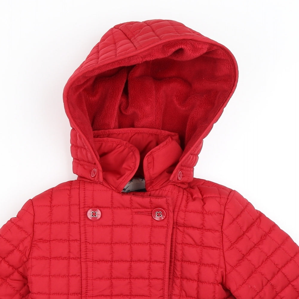 Jasper Conran Girls Red   Quilted Coat Size 18-24 Months