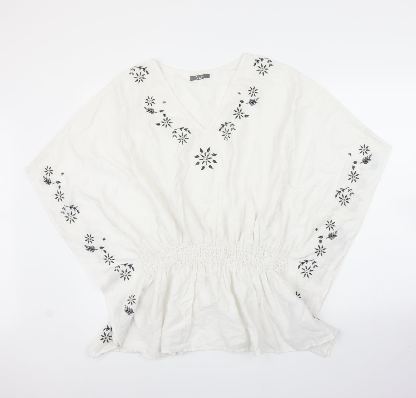 South Womens White Floral  Basic Blouse Size 22
