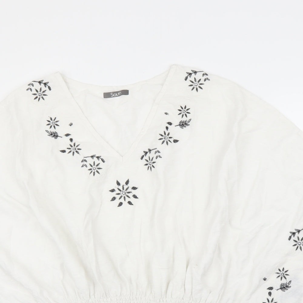 South Womens White Floral  Basic Blouse Size 22