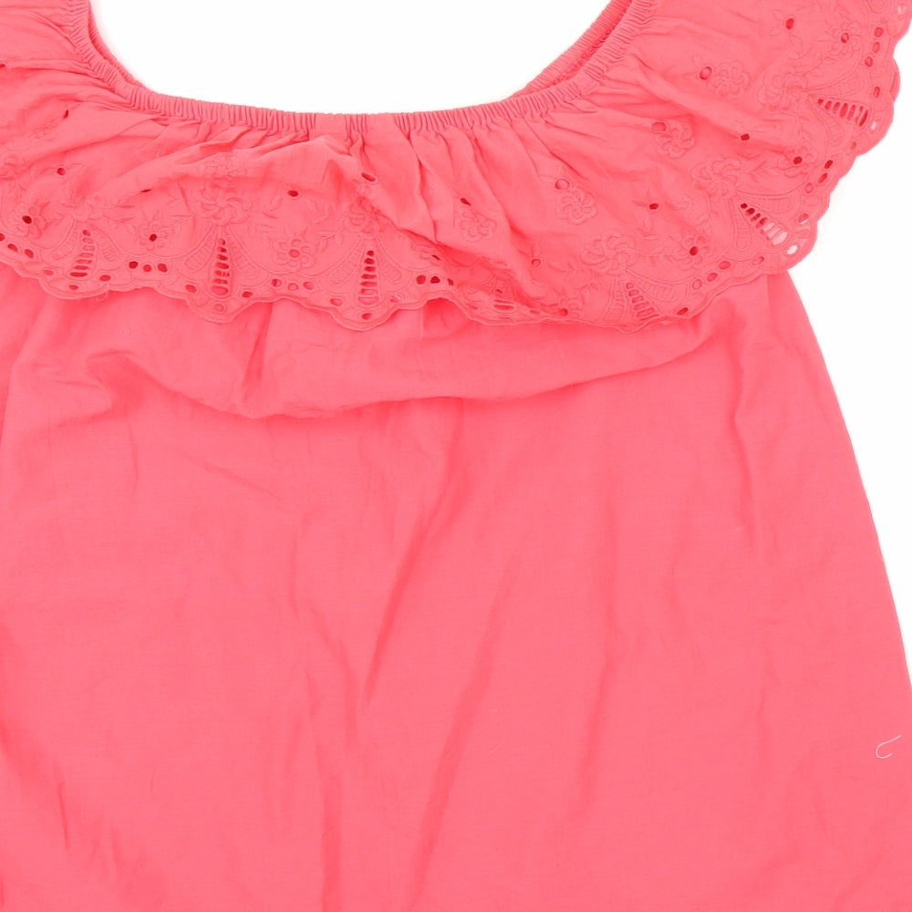 Nutmeg Womens Pink Floral  Basic Blouse Size 14