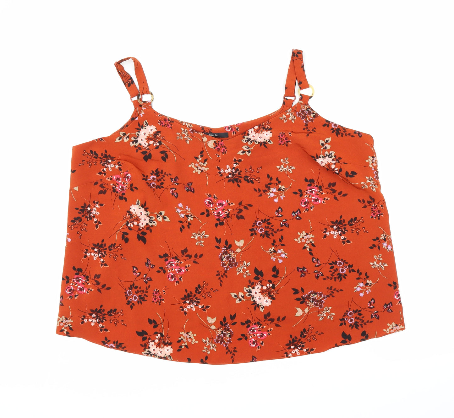 George Womens Orange Floral  Basic Blouse Size 24