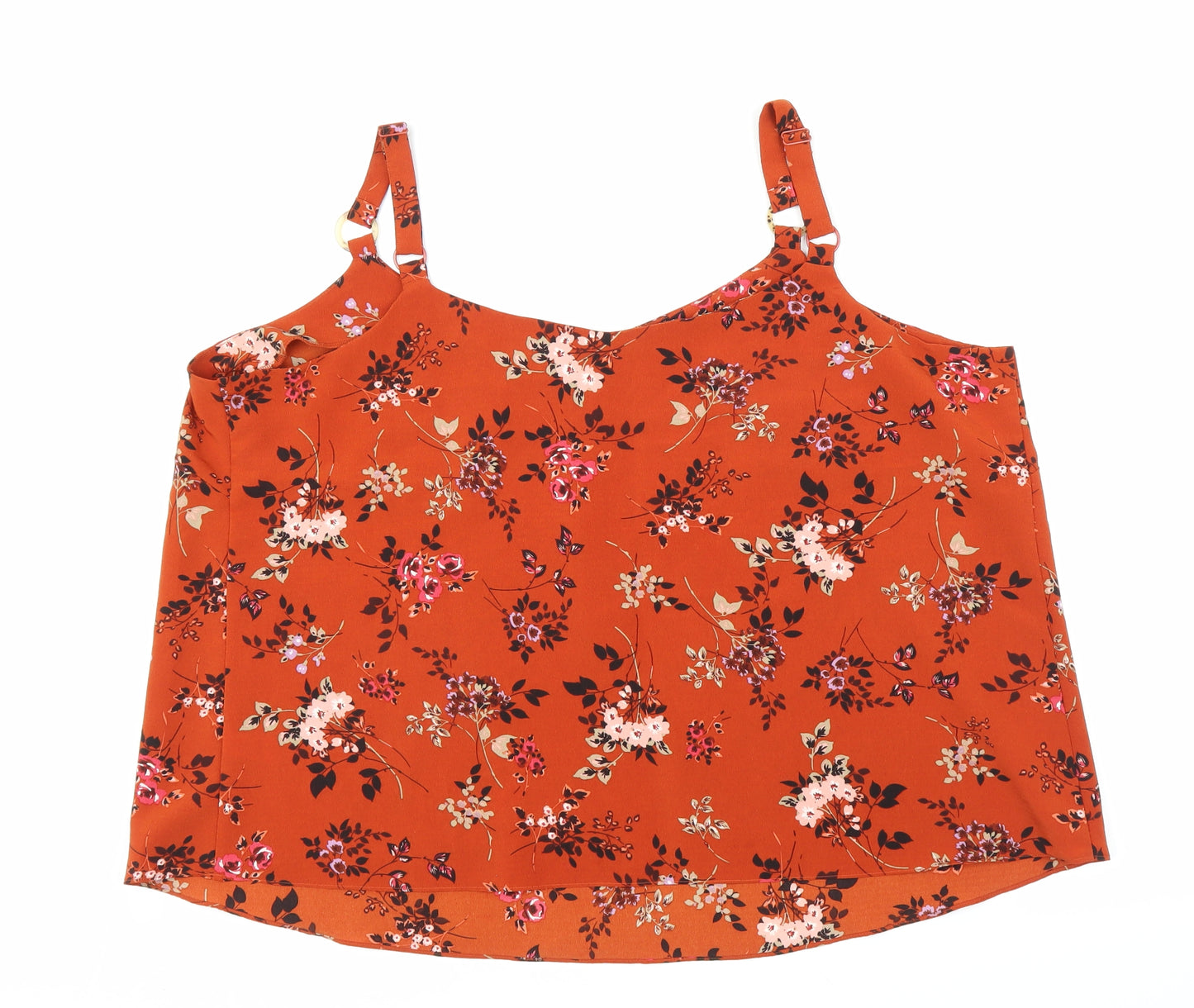 George Womens Orange Floral  Basic Blouse Size 24