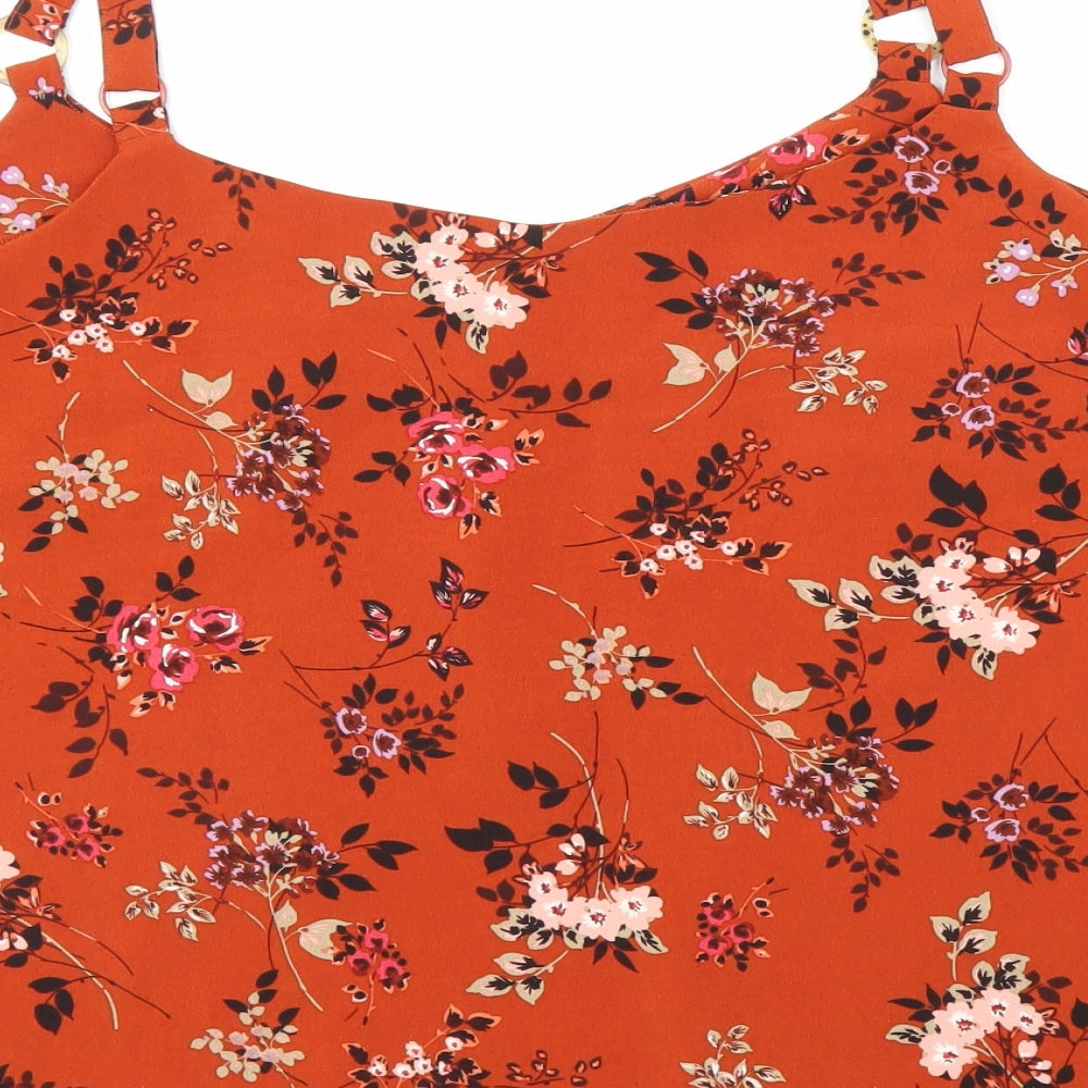 George Womens Orange Floral  Basic Blouse Size 24