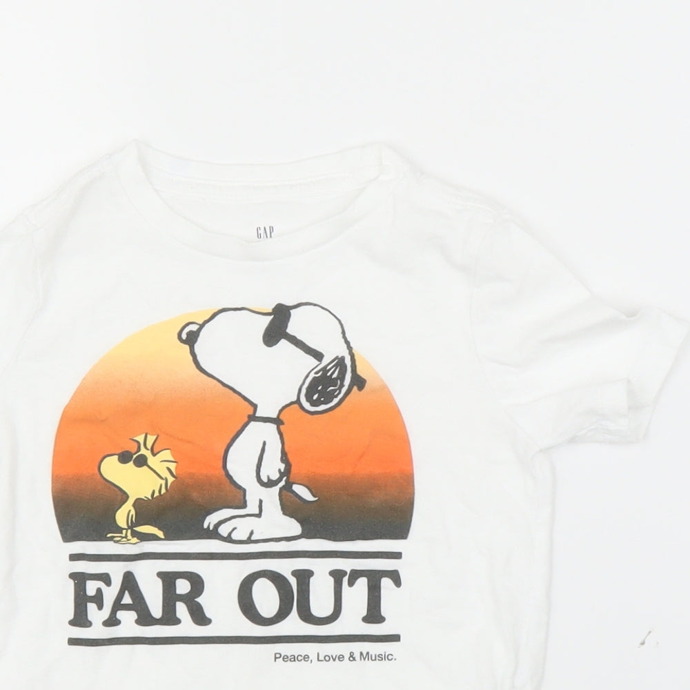 Gap Boys White   Basic T-Shirt Size XS  - Snoopy