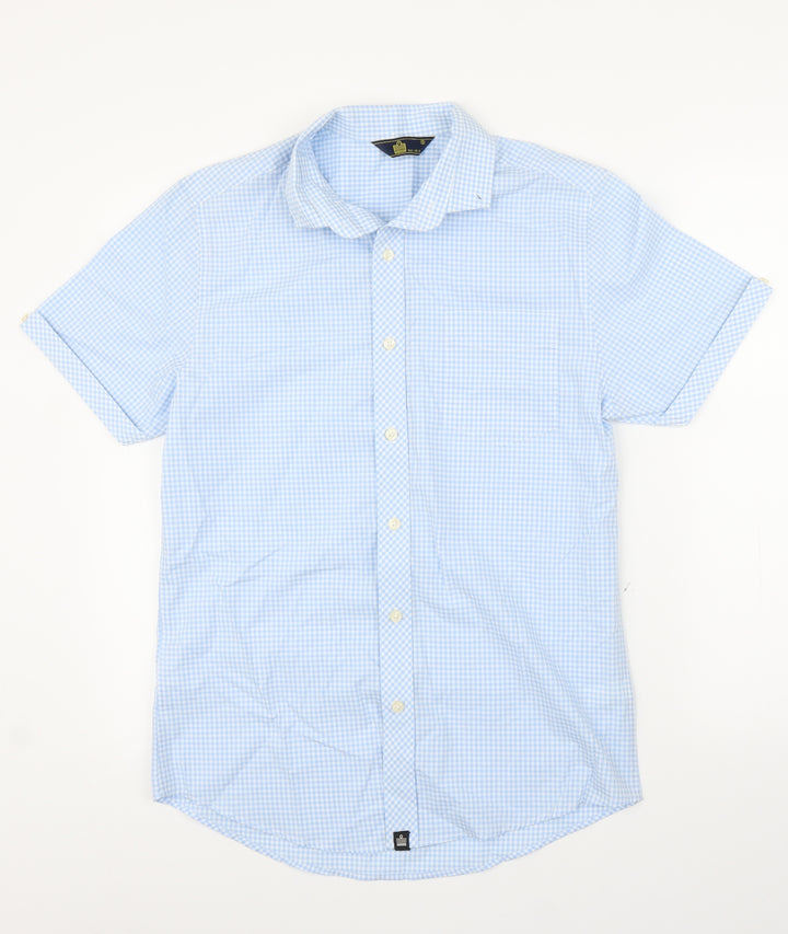 Admiral Mens Blue Check Button-Up Size S