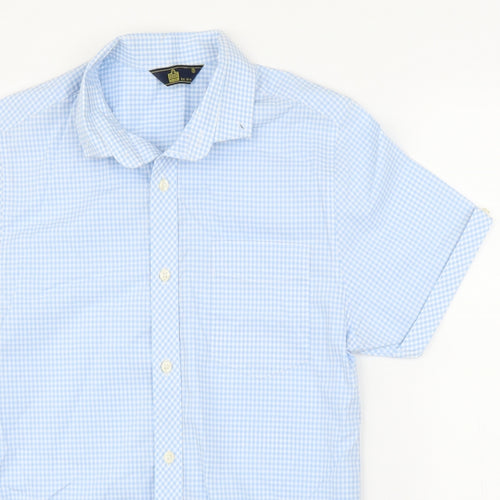 Admiral Mens Blue Check   Button-Up Size S