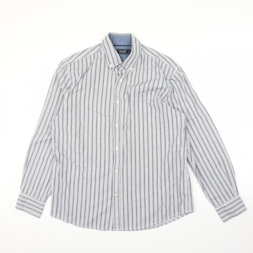 Maine New England Mens Blue Striped   Button-Up Size M