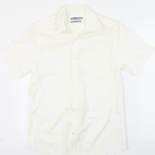 TU Mens White    Button-Up Size S