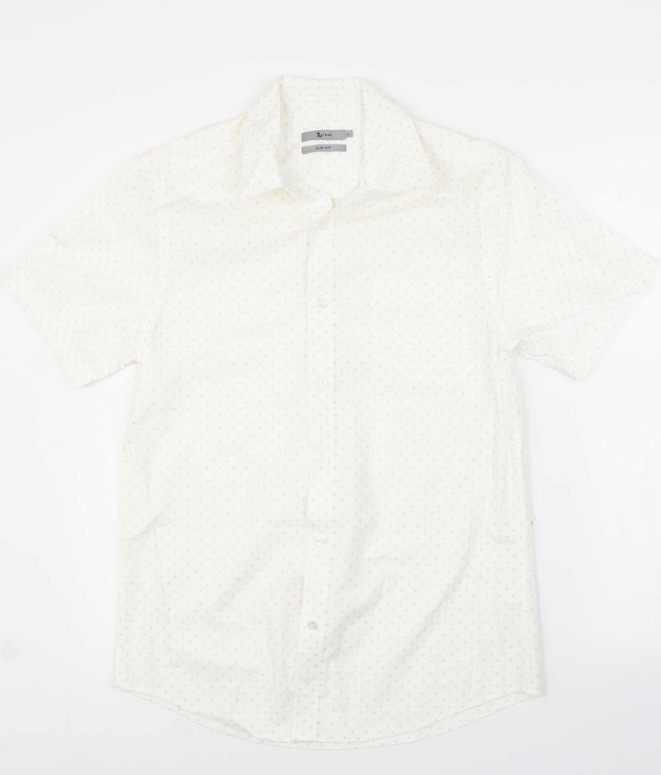 TU Mens White    Button-Up Size S
