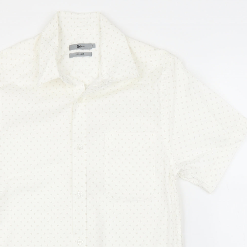TU Mens White    Button-Up Size S