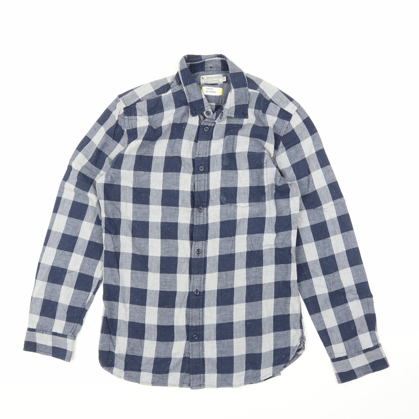 TU Mens Blue Check   Button-Up Size M