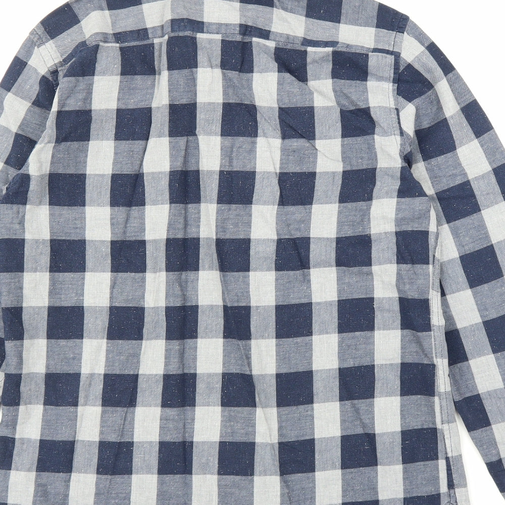 TU Mens Blue Check   Button-Up Size M