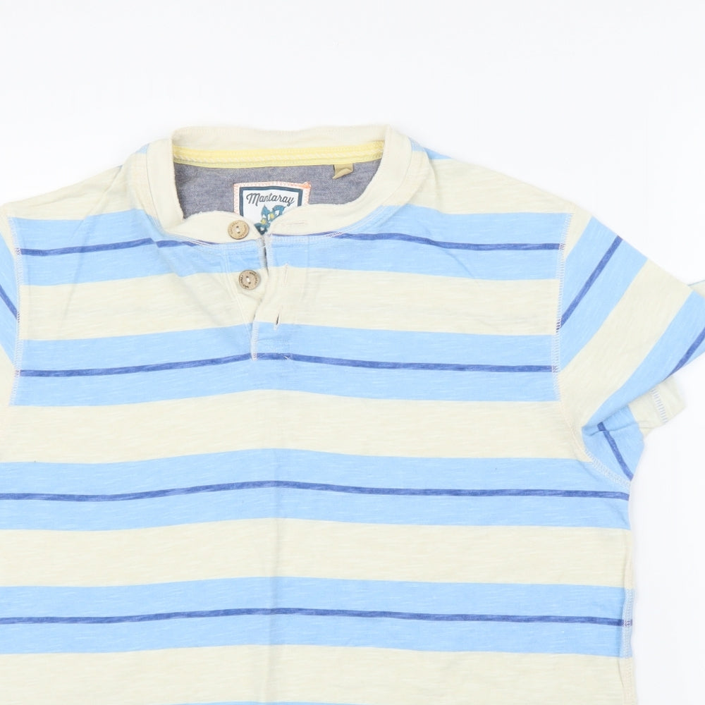 Mantaray Mens Blue Striped   T-Shirt Size M