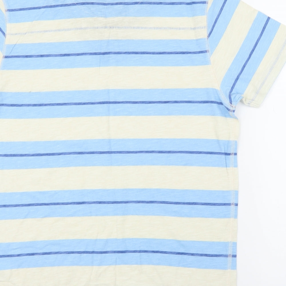 Mantaray Mens Blue Striped   T-Shirt Size M