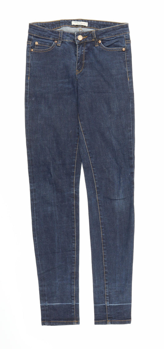 Front view of Lindex women’s blue denim skinny jeans, size UK 26, in, 32-inch leg