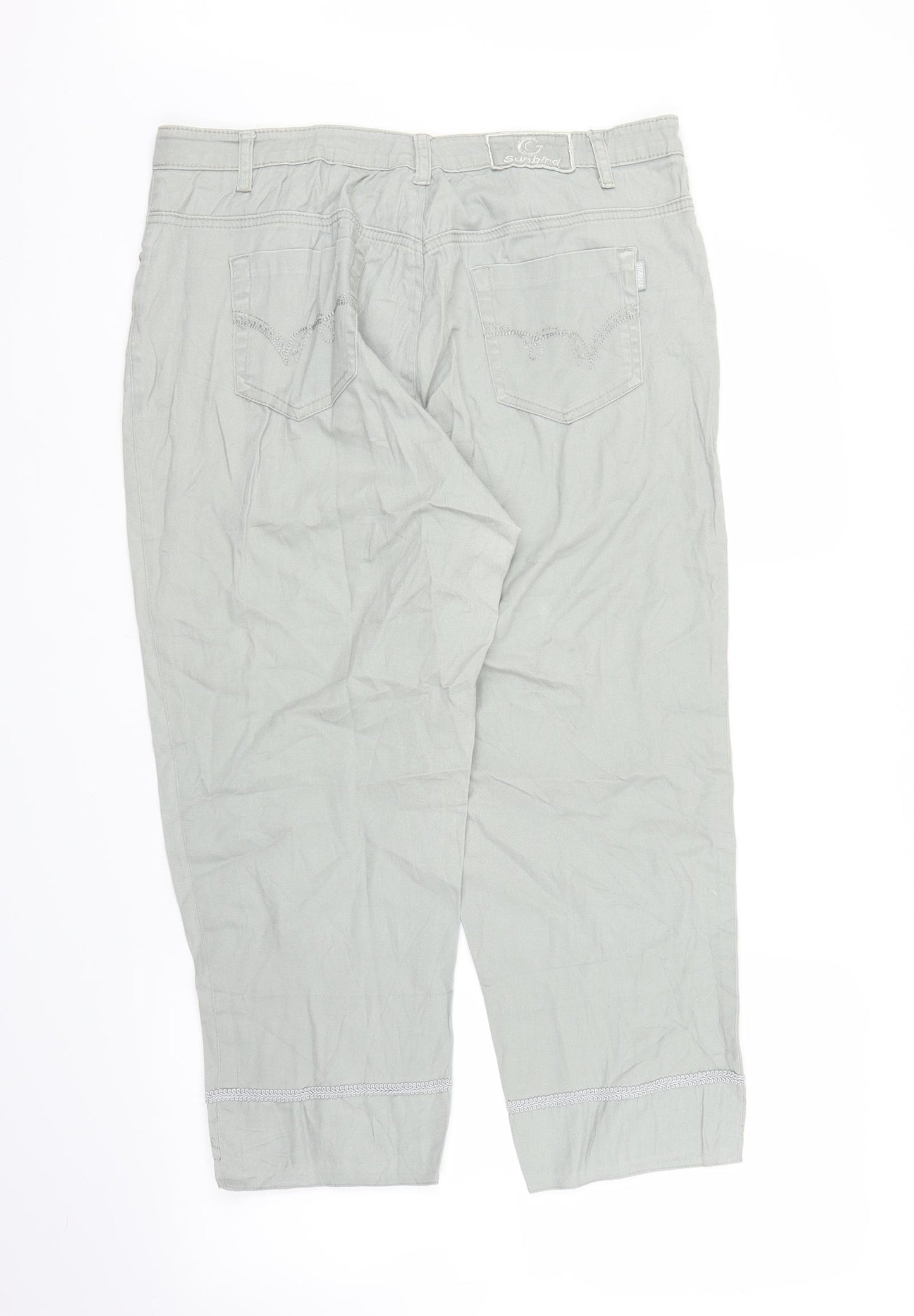 Sunbird Womens Green Floral  Capri Trousers Size L L22 in