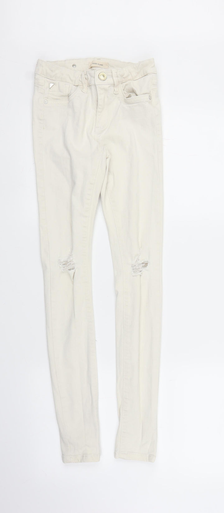 River Island Womens White  Denim Skinny Jeans Size 6 L27 in
