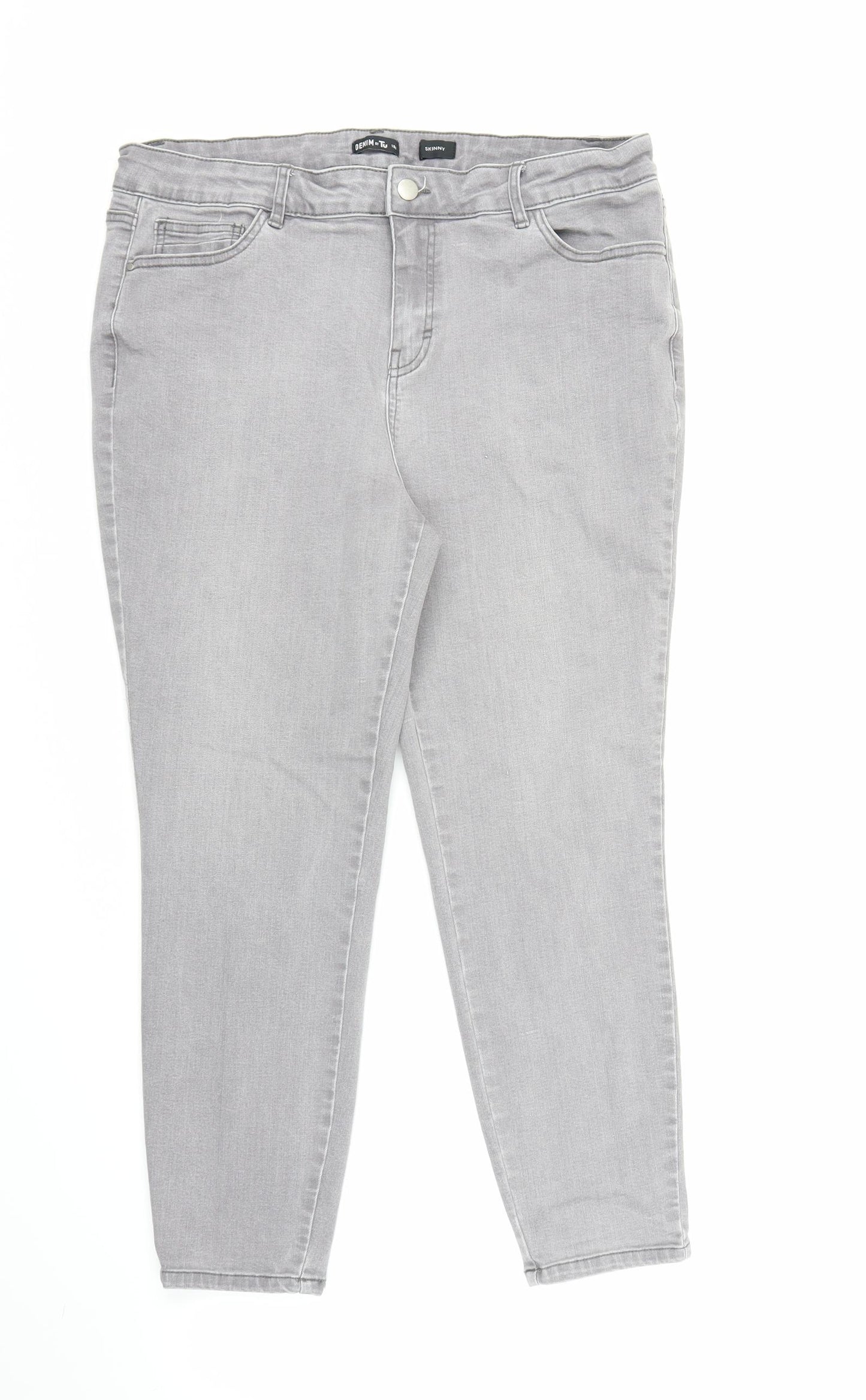 TU Womens Grey  Denim Skinny Jeans Size 18 L24 in