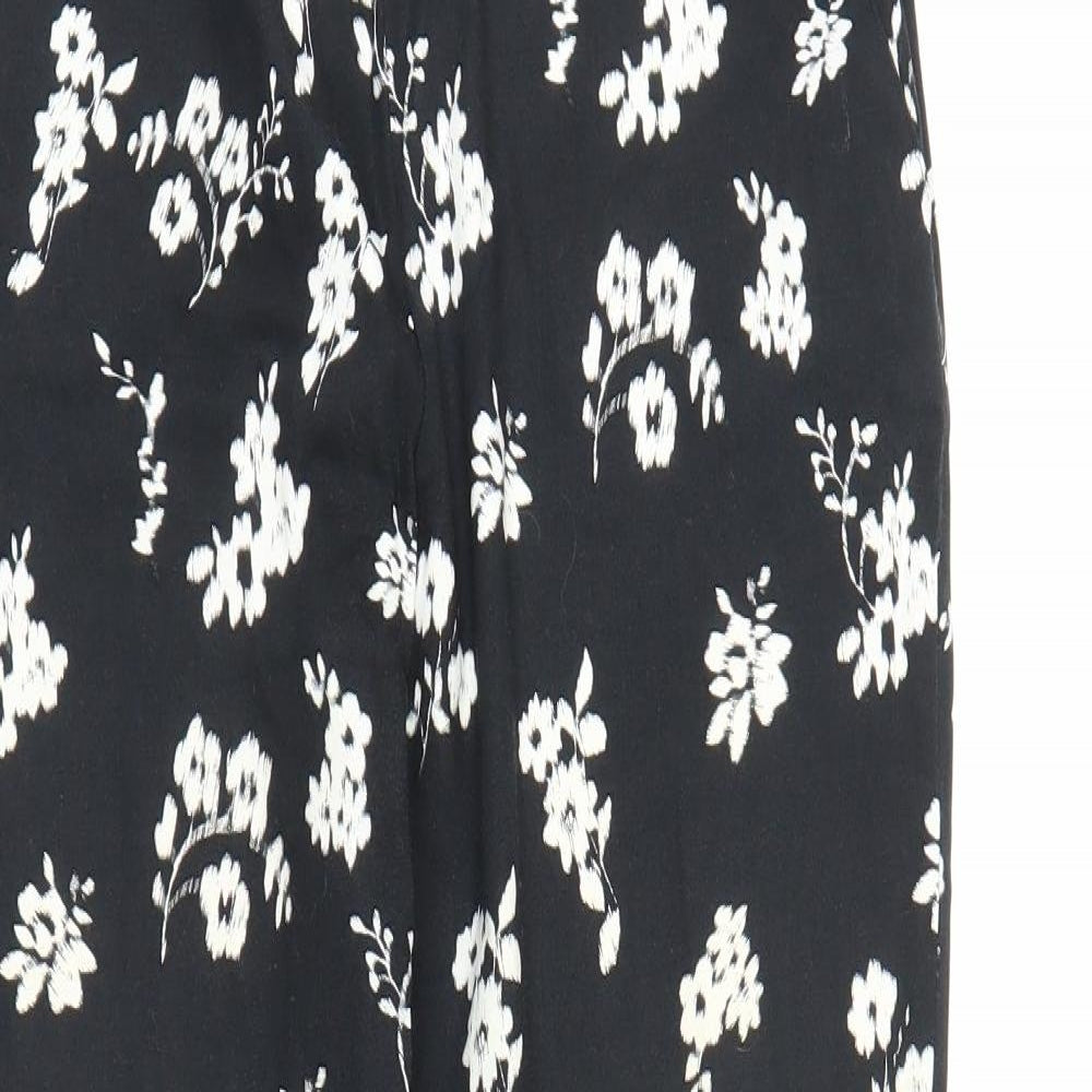 Peacocks Womens Black Floral  Capri Trousers Size 14 L28 in