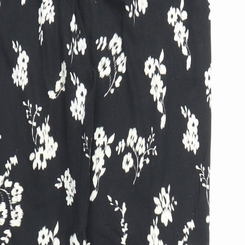 Peacocks Womens Black Floral  Capri Trousers Size 14 L28 in