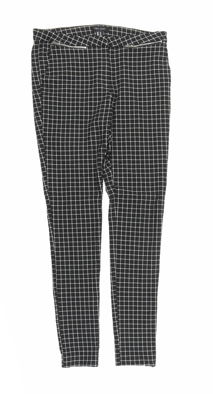 New Look Womens Black Check Carrot Trousers Size 12 L26 in