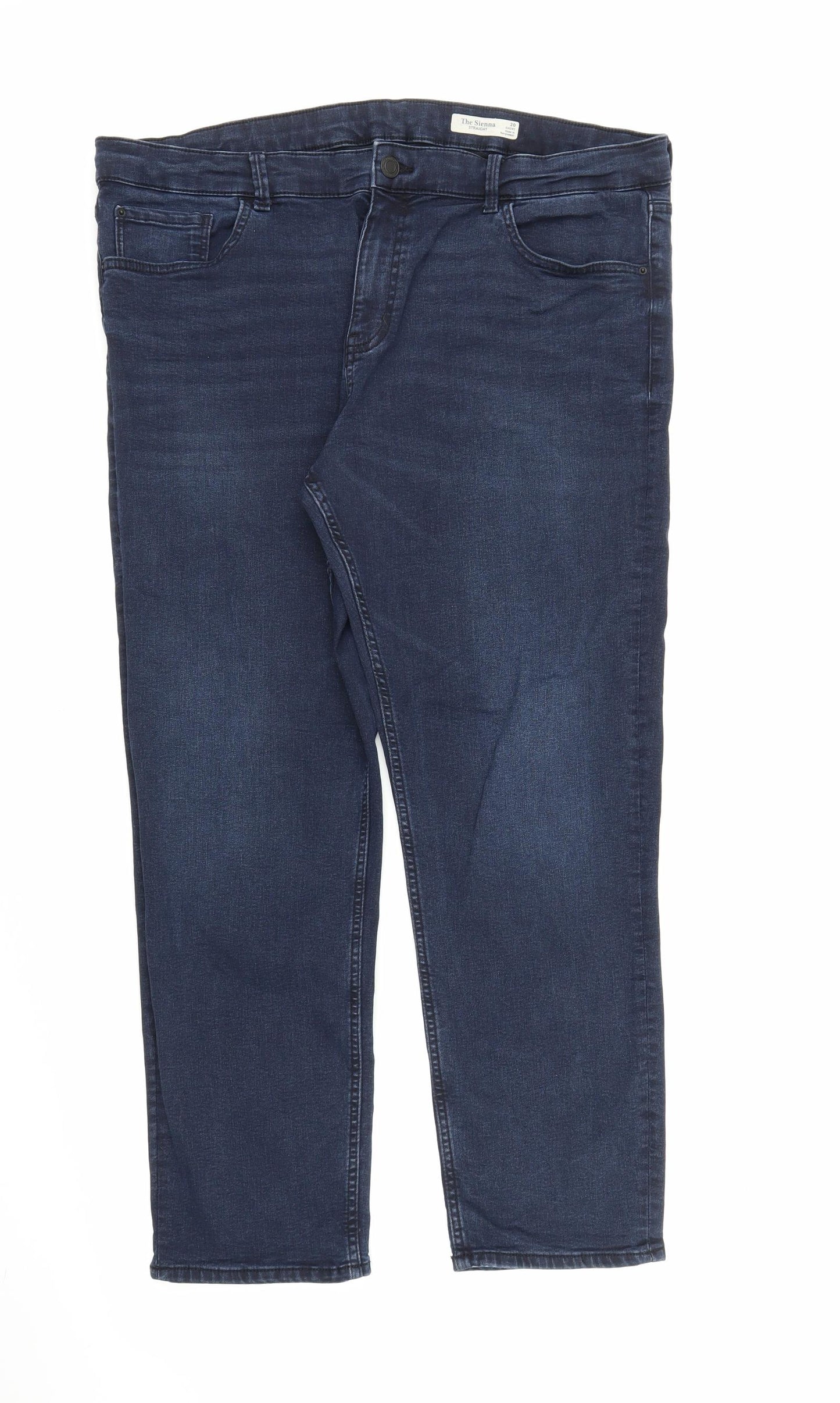 M&S Womens Blue  Denim Straight Jeans Size 20 L25 in