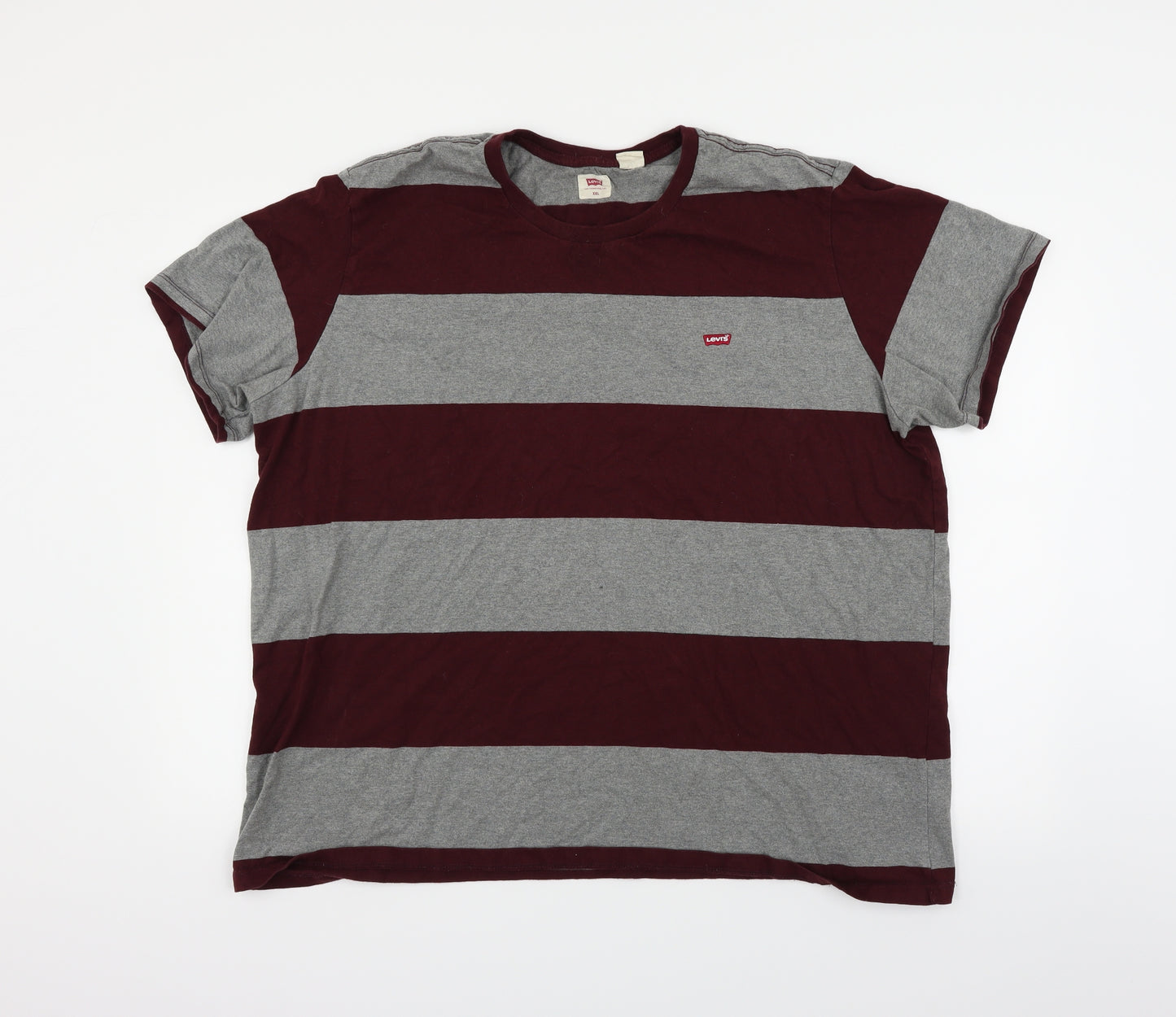 LEVIS Mens Grey Striped   T-Shirt Size 2XL
