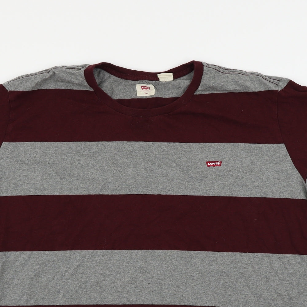 LEVIS Mens Grey Striped   T-Shirt Size 2XL