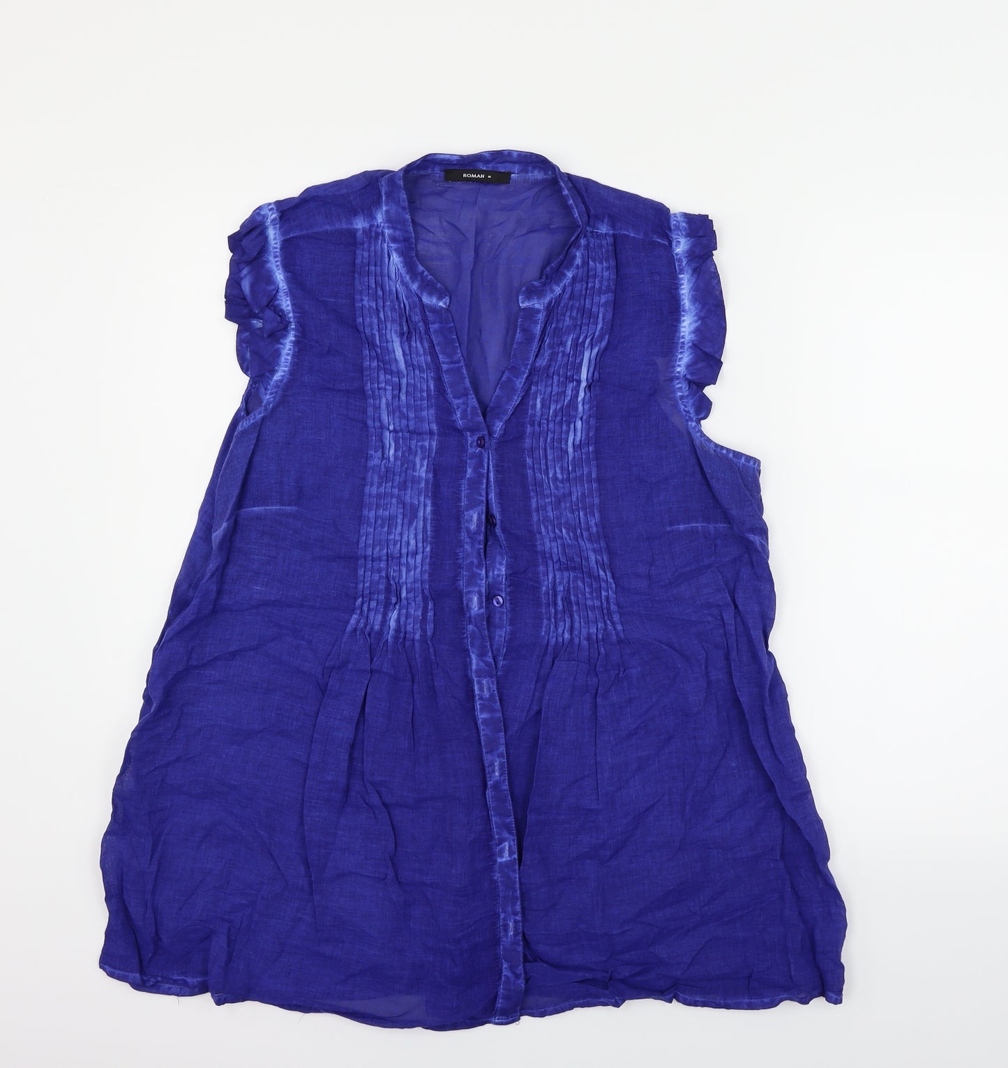Roman Womens Blue   Basic Button-Up Size 18