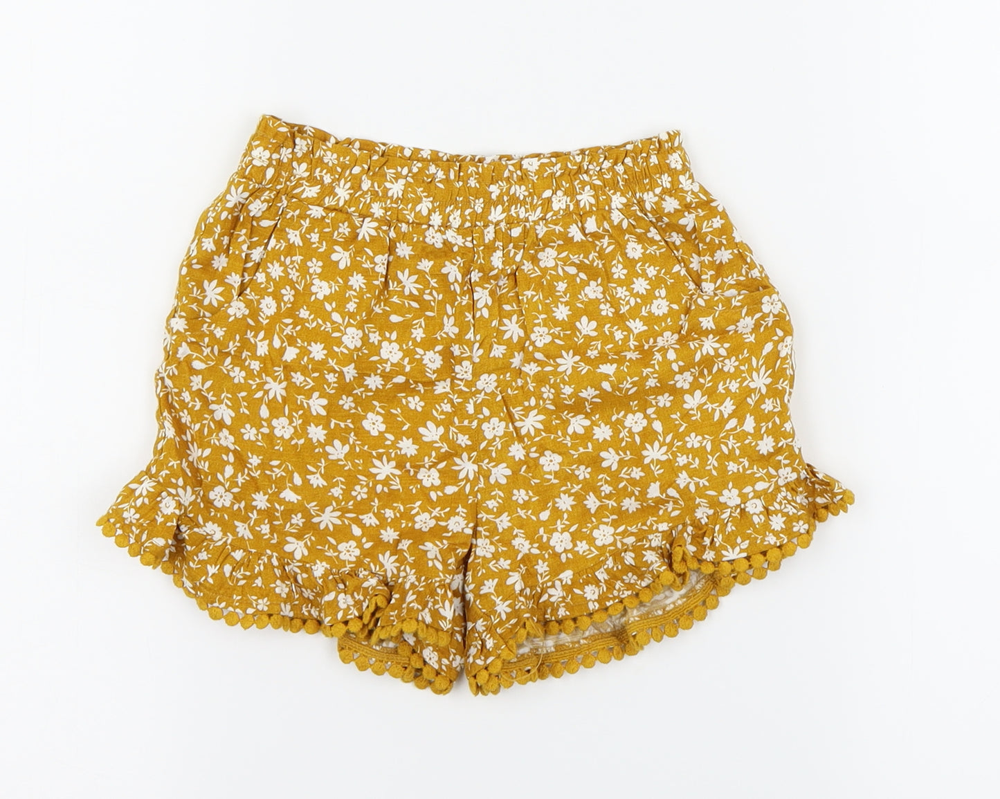 Matalan Girls Orange Floral  Cut-Off Shorts Size 4 Years