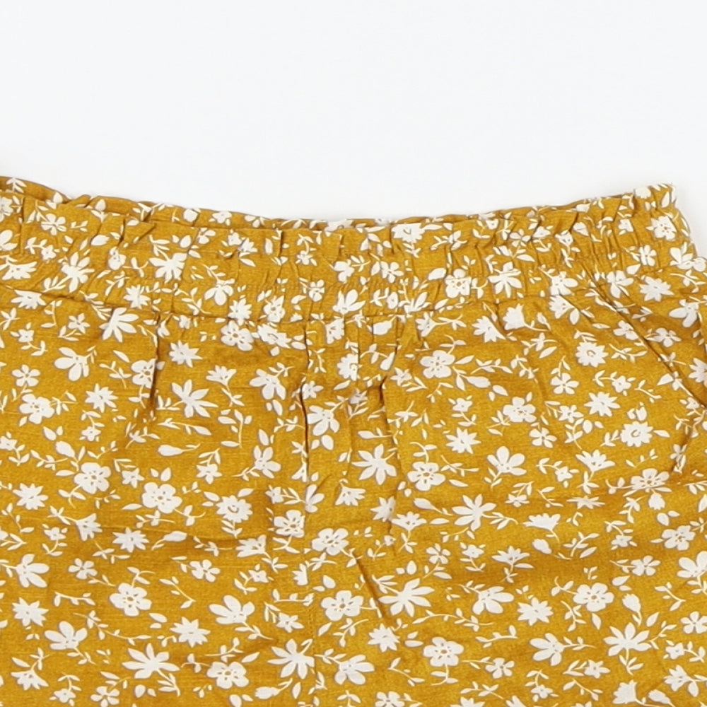 Matalan Girls Orange Floral  Cut-Off Shorts Size 4 Years