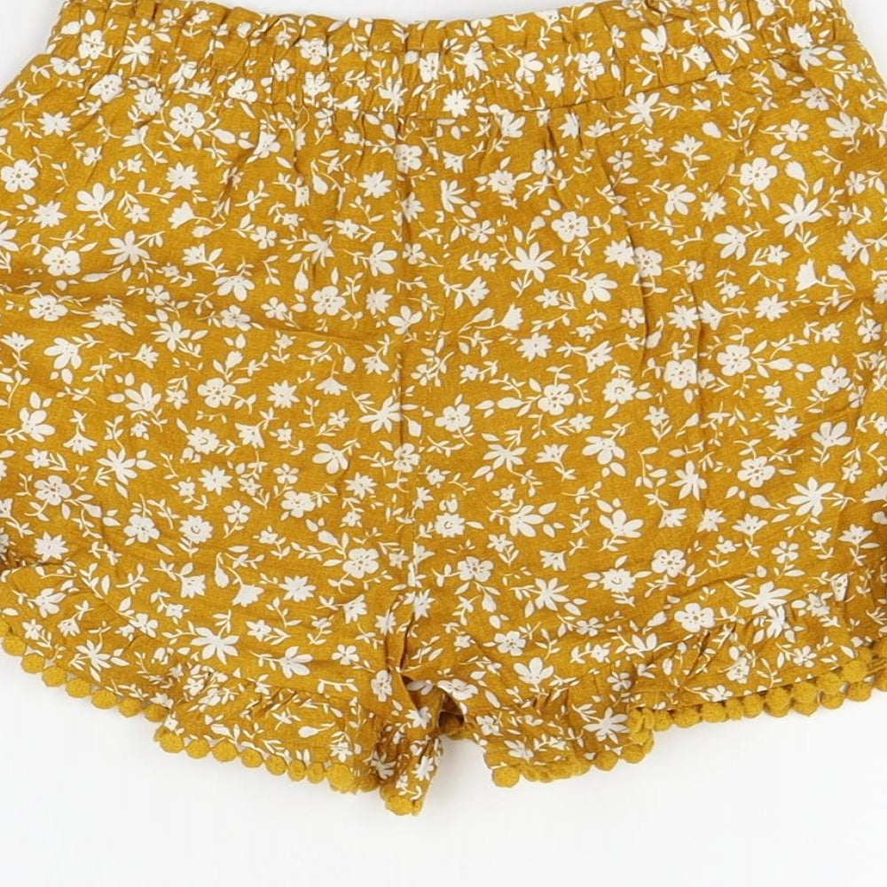Matalan Girls Orange Floral  Cut-Off Shorts Size 4 Years