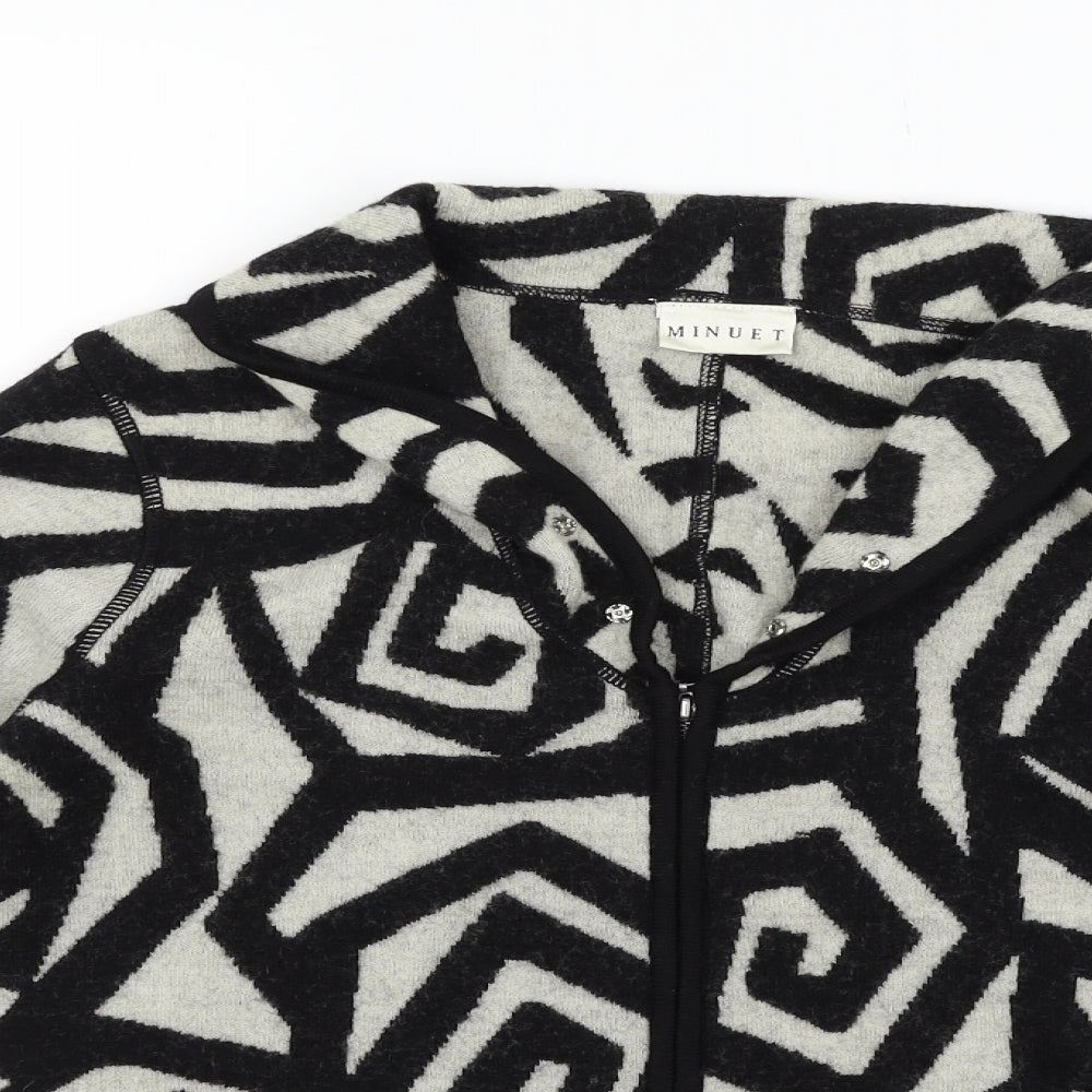 MINUET Womens White Geometric  Cardigan Jumper Size 12